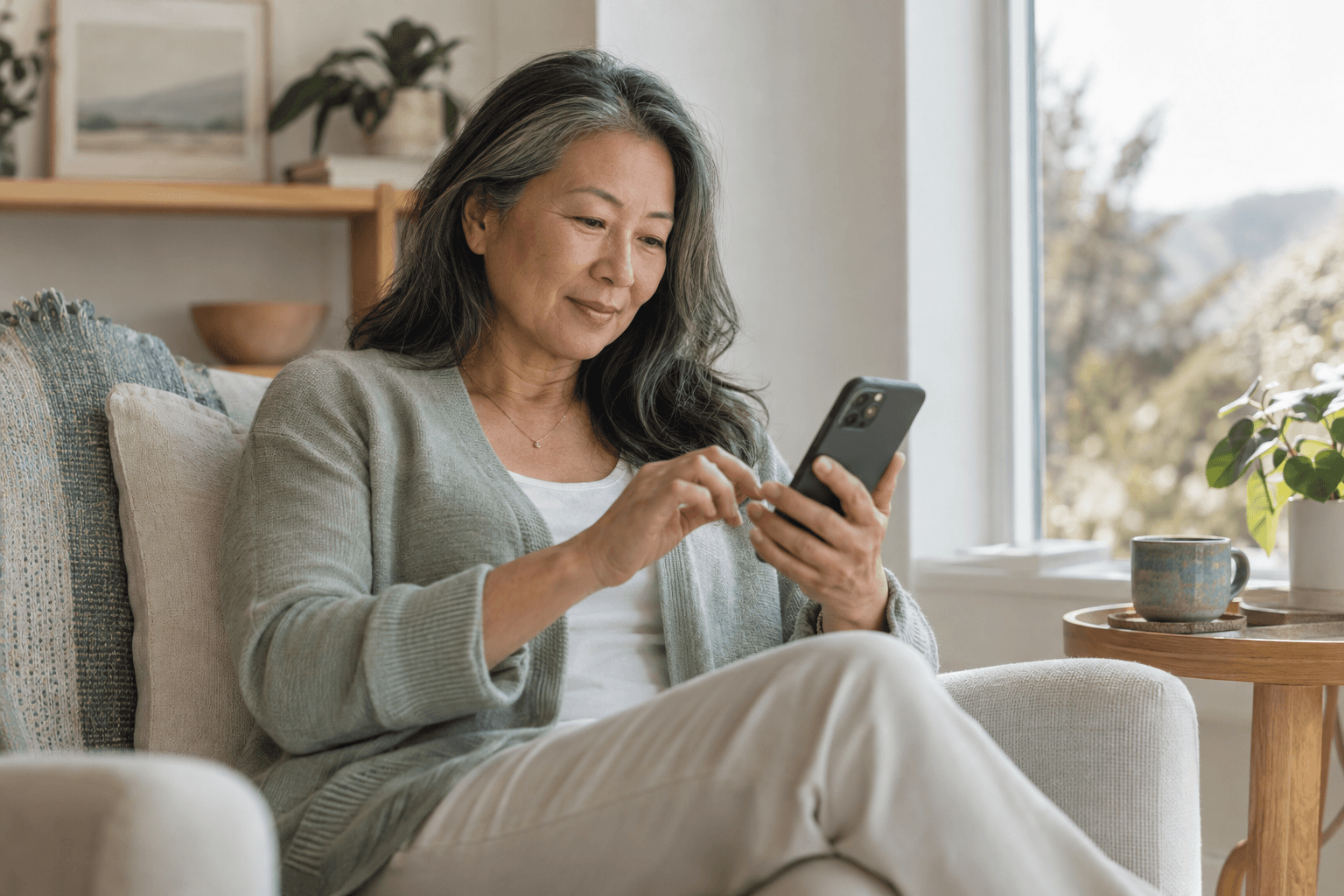 A patient completing their intake packet on a phone.